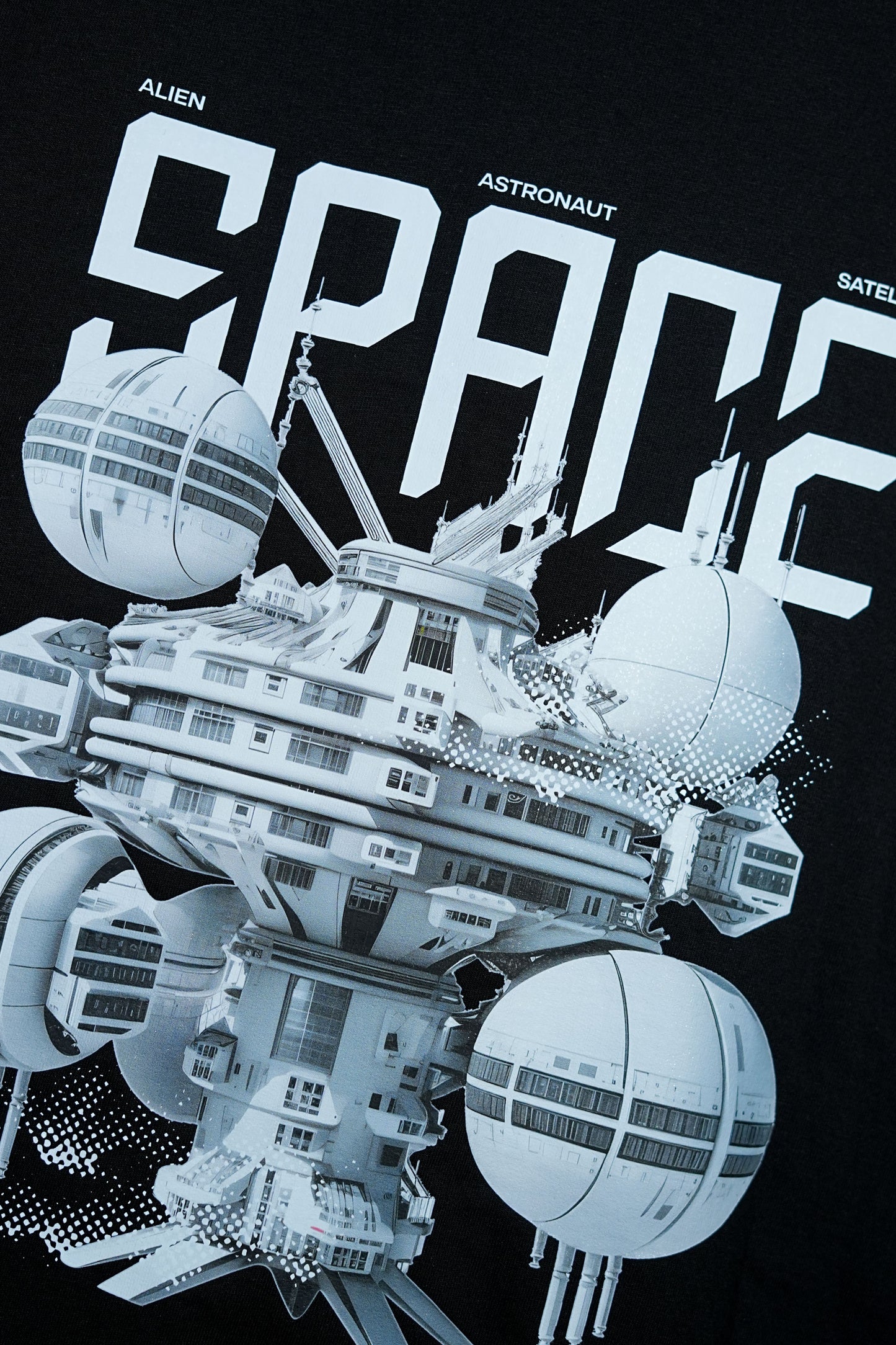 Cosmic Frontier - Space Station Odyssey Black Oversized Tee