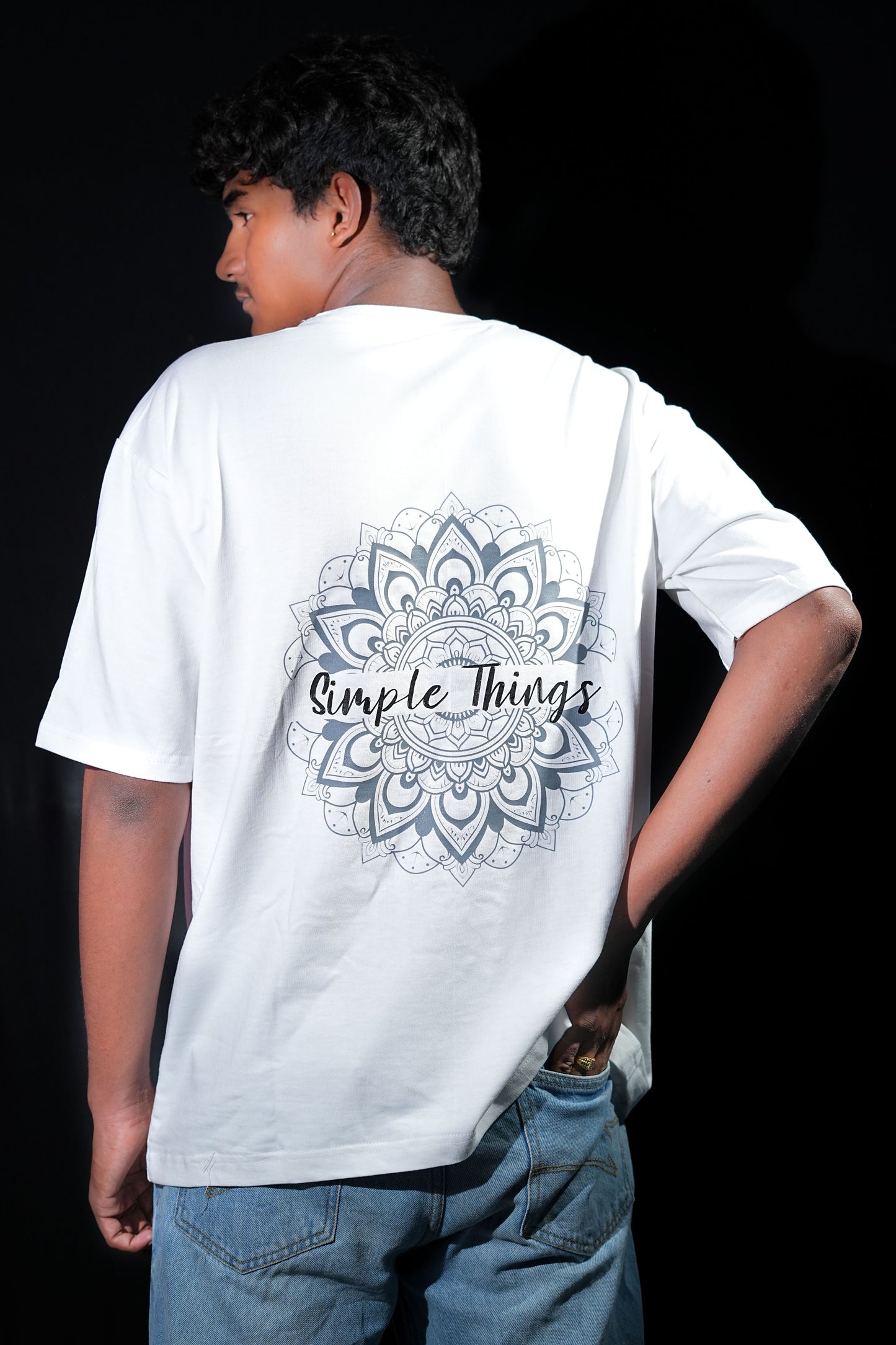Sacred Symmetry - Mandala Tranquility White Oversized Tee