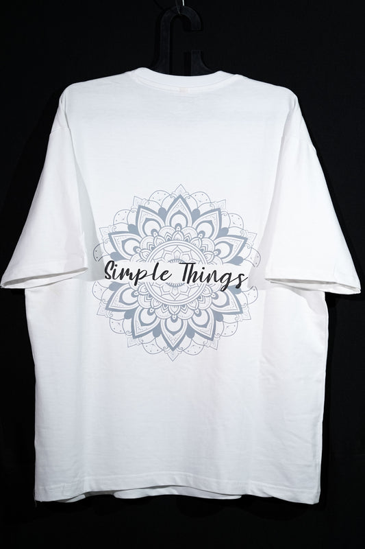 Sacred Symmetry - Mandala Tranquility White Oversized Tee