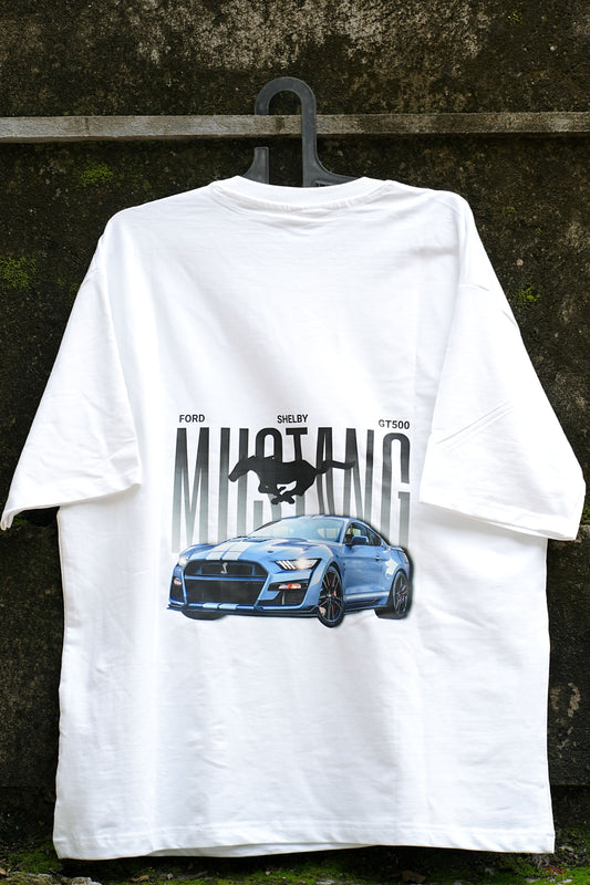 Shelby Thunder - Ford Mustang GT500 Heritage White Oversized Tee