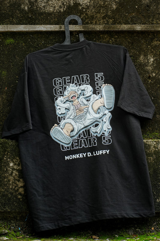 Gear 5 Awakening - One Piece Luffy Black Oversized Tee