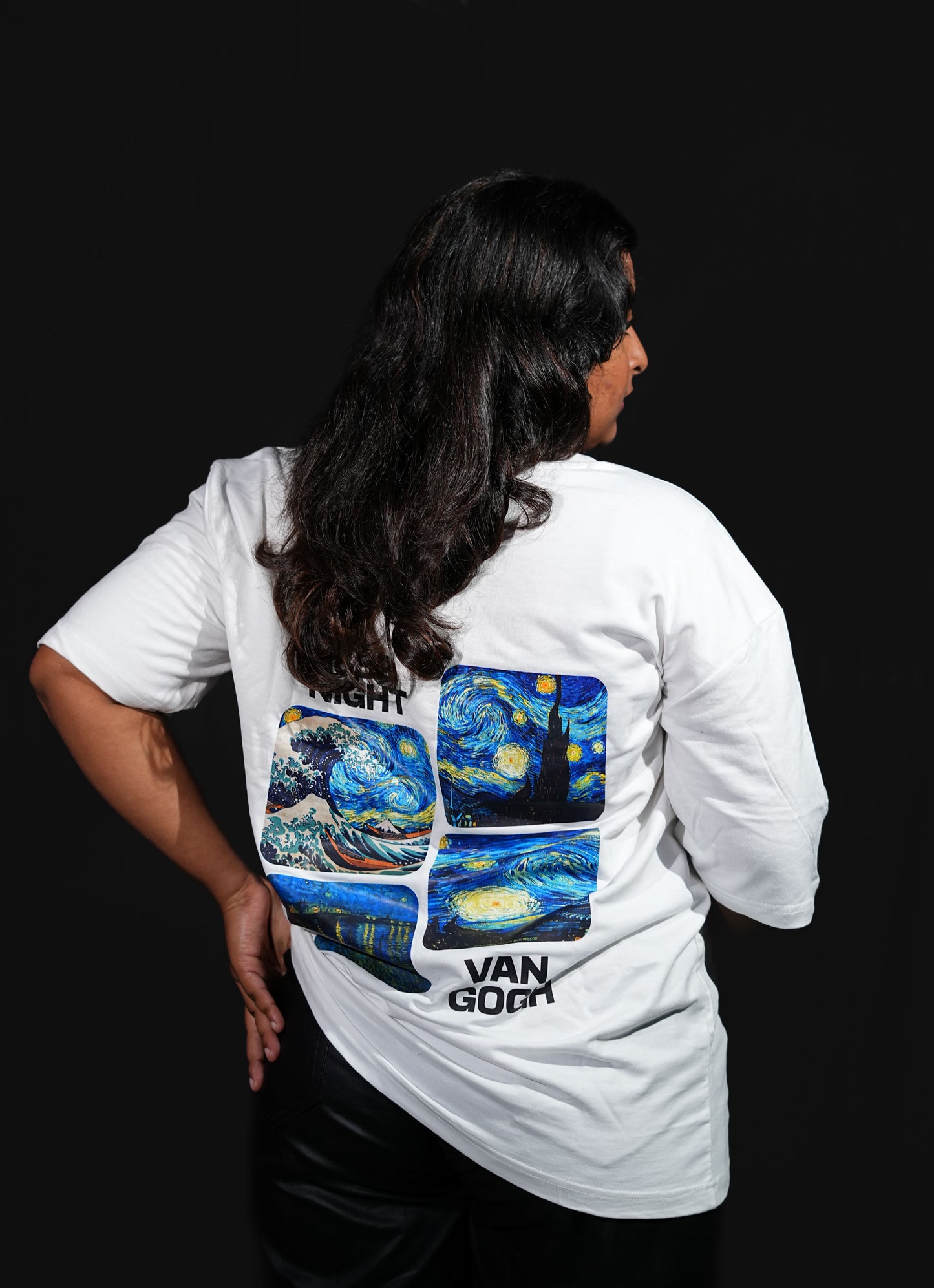Starry Dreams - Van Gogh 1889 Art White Oversized Tee