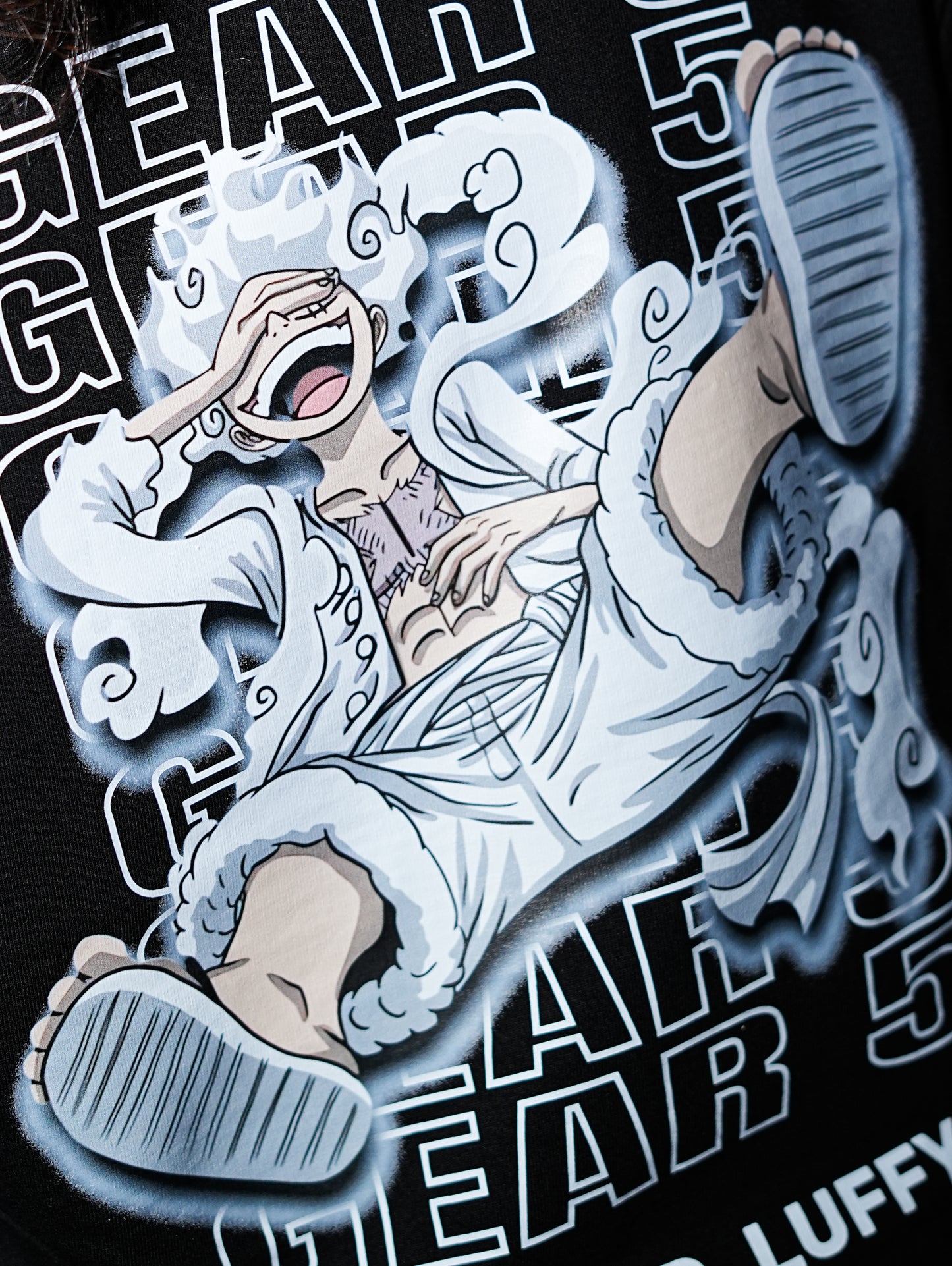 Gear 5 Awakening - One Piece Luffy Black Oversized Tee