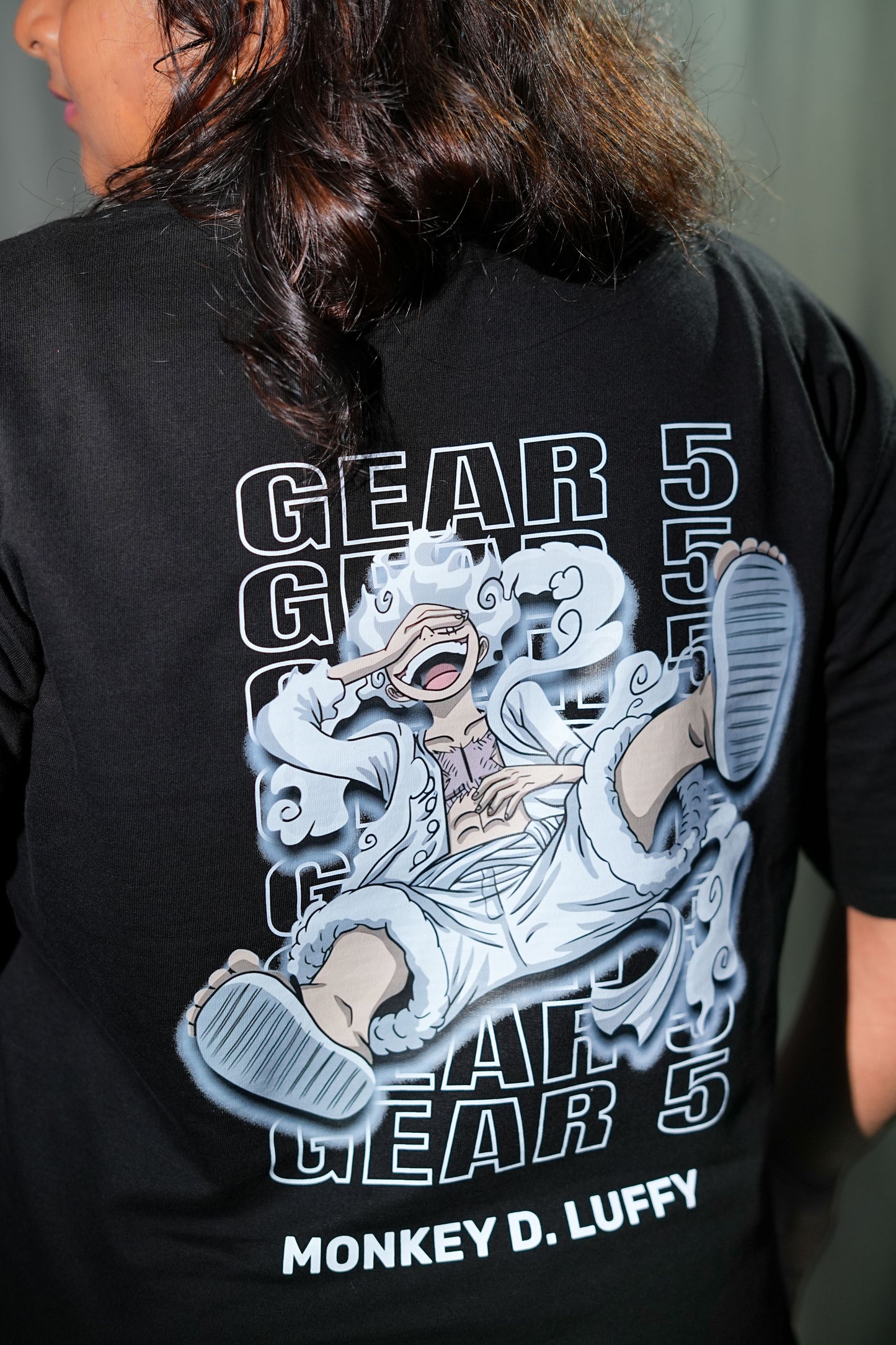 Gear 5 Awakening - One Piece Luffy Black Oversized Tee