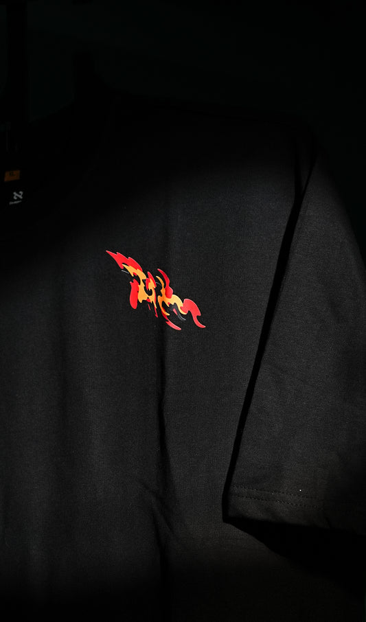 Street Inferno - Flame Graphic Black Oversized Tee