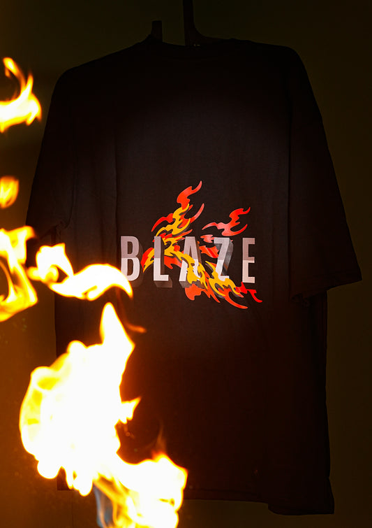 Street Inferno - Flame Graphic Black Oversized Tee