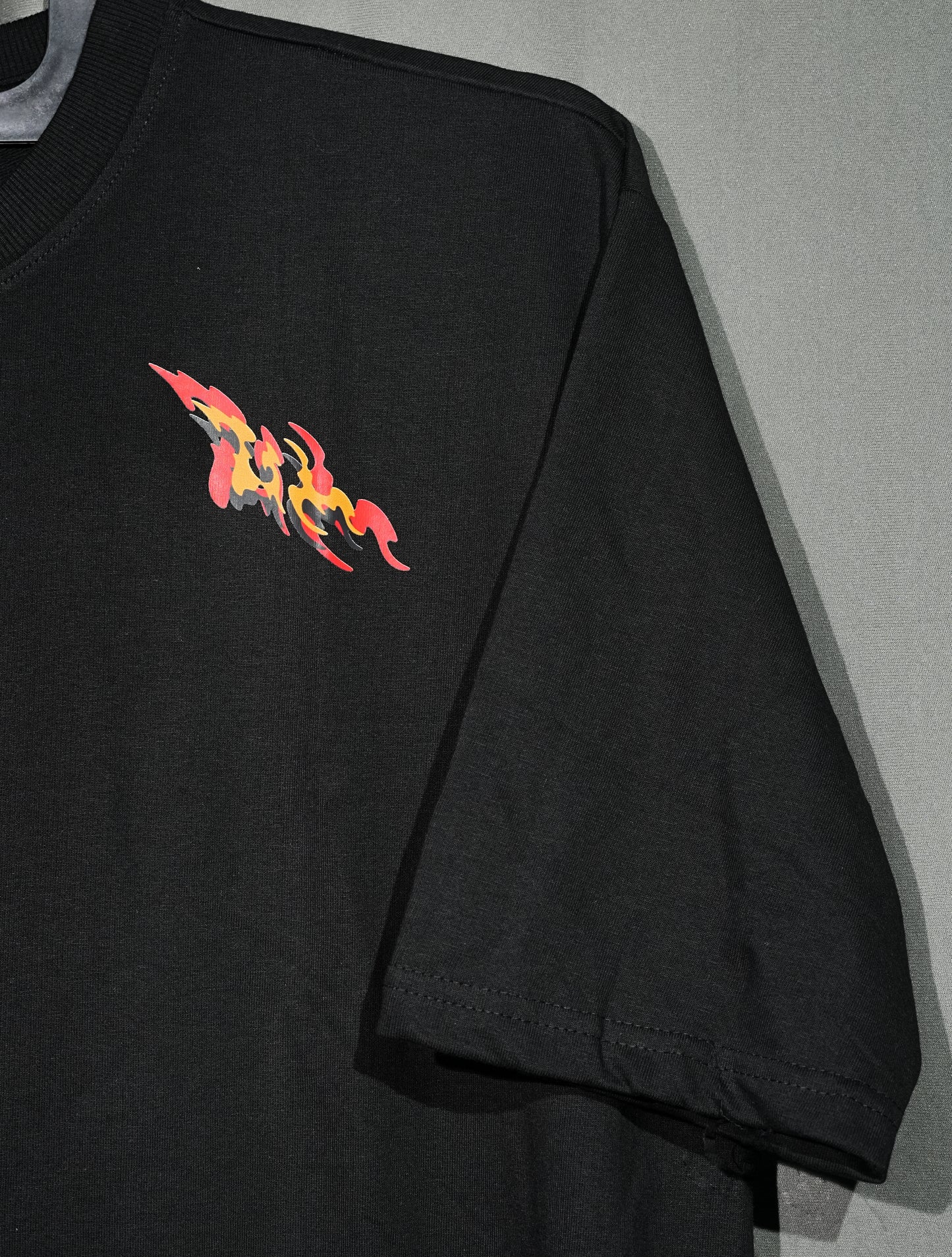 Street Inferno - Flame Graphic Black Oversized Tee