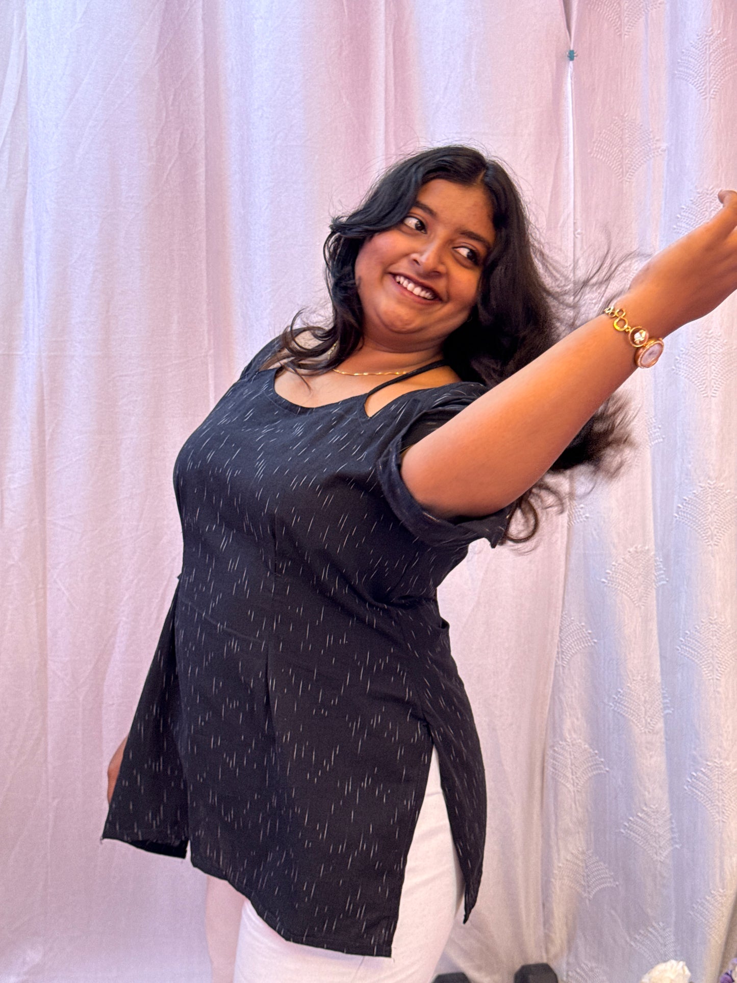 Tie up Corset Black Kurti