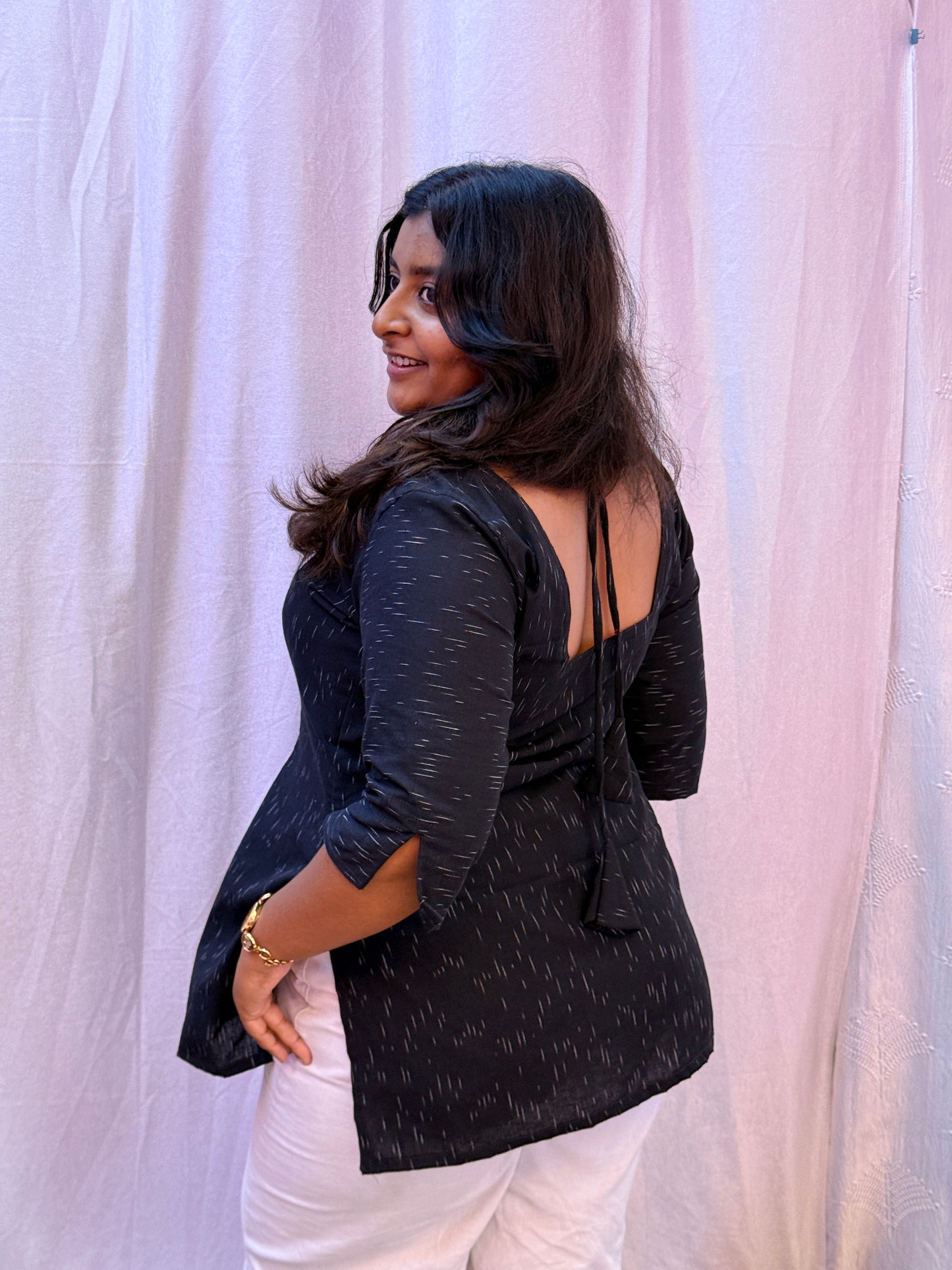 Tie up Corset Black Kurti