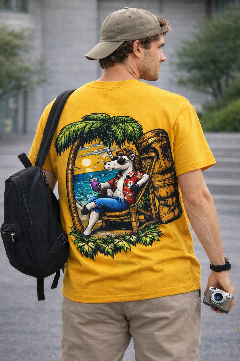 Island Chill - Tan Yellow Tee