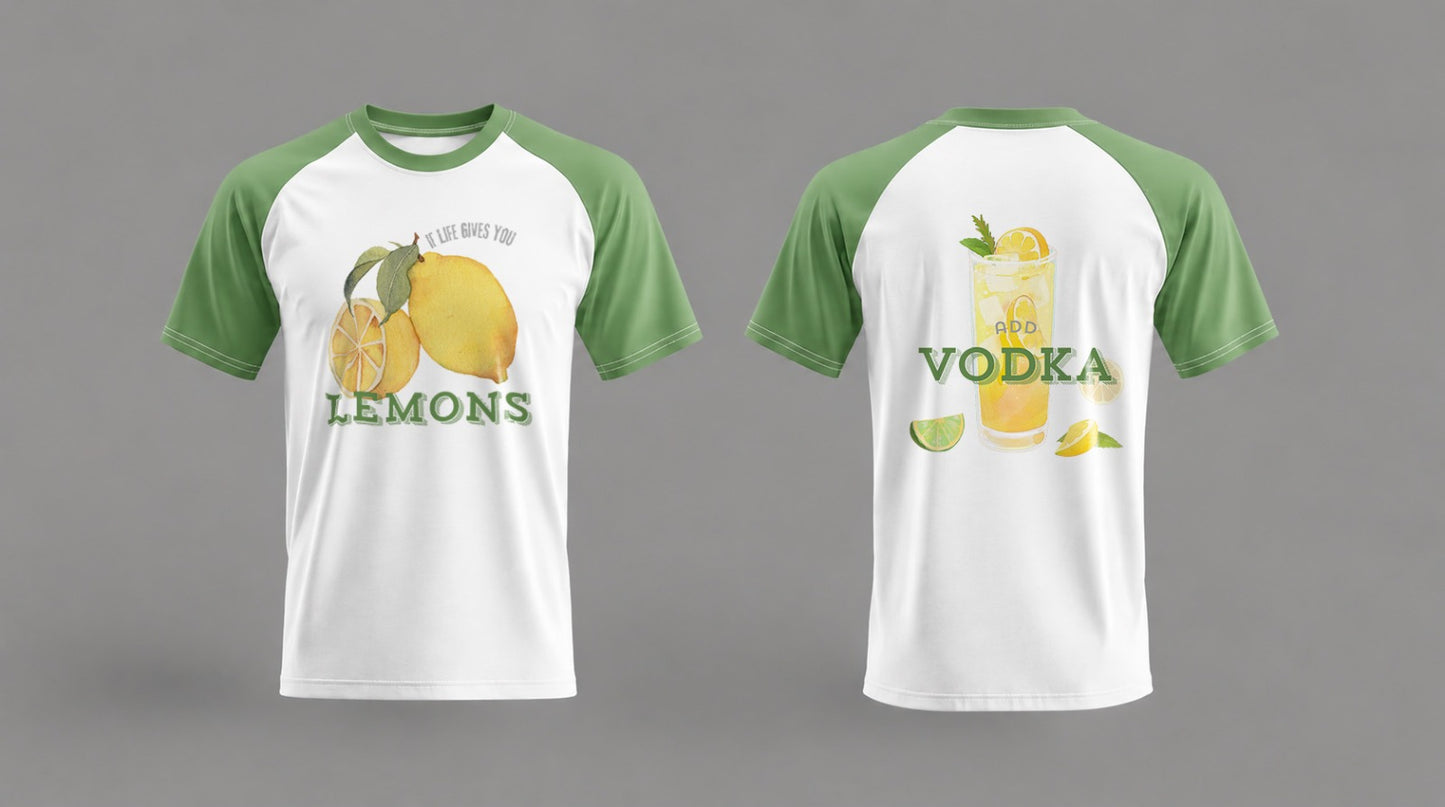 Raglan White &amp; Green Lemons Oversized T-Shirt – 240 GSM Premium Cotton
